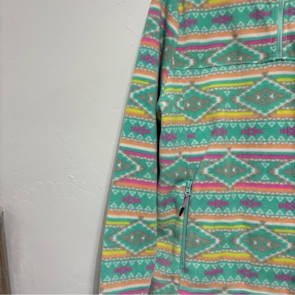 Chubbies Colorful Southwestern Aztec Women Fleece Pullover 1/4 Zip Large Bright - Picture 4 of 12